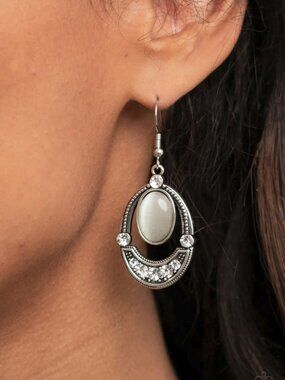 Paparazzi Jewelry Accessories - Serene Shimmer - White Earrings - Vintage